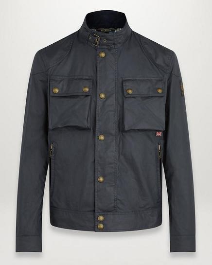 Veste Cirée Belstaff Homme Racemaster Bleu Foncé Marine Coton Soldes RE0135786